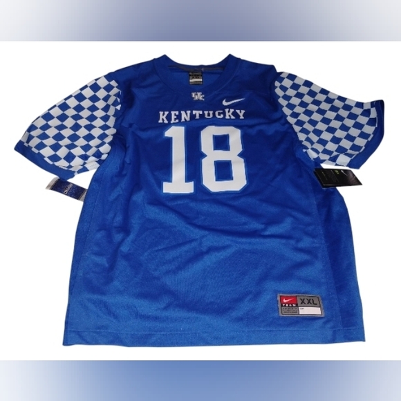 Nike Other - Nike Men's Kentucky Royal Blue Checker Sleeve Jersey  White Number 18 XXL